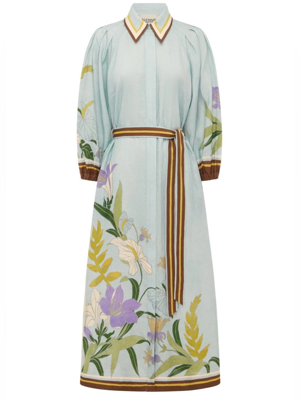 ALÉMAIS Alfie 100% Linen Midi Shirtdress NWT Size 12 Pretty Dress GWP